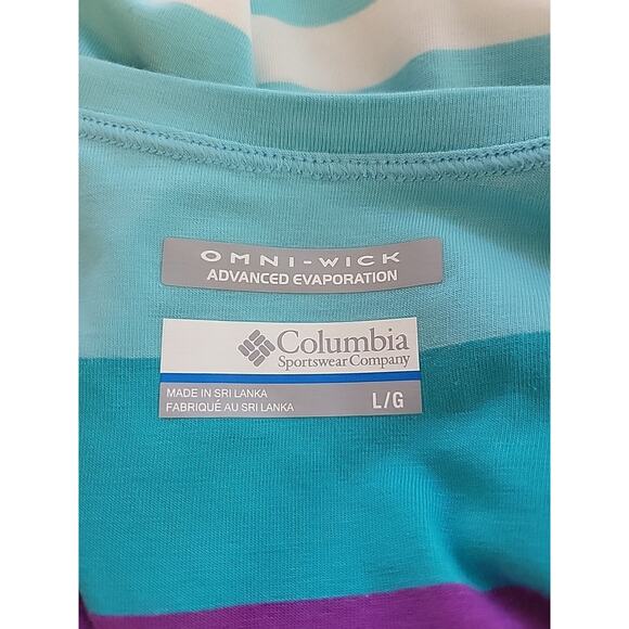 Columbia PFG Omni Wick Blue Striped Maxi Tank Dress Women's Large Stretch - Picture 10 of 11